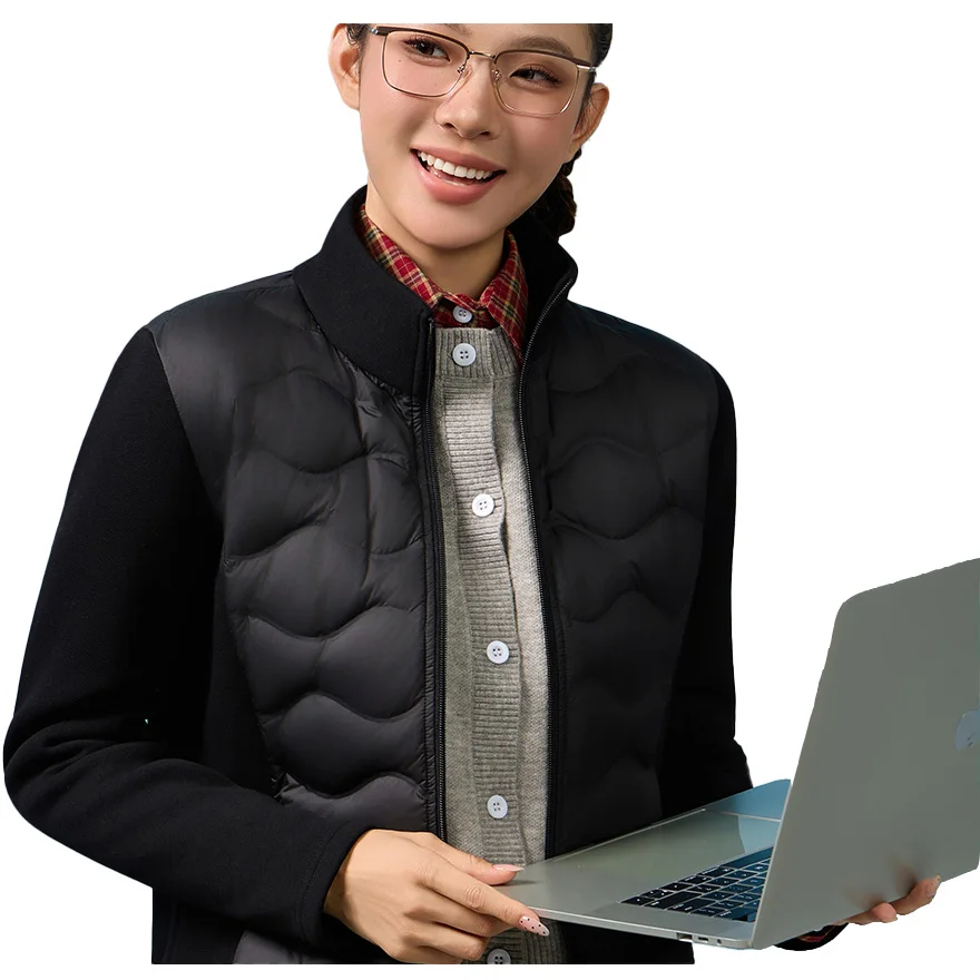 Женский легкий роскошный пуховик с волнистой текстурой - Фотография_4