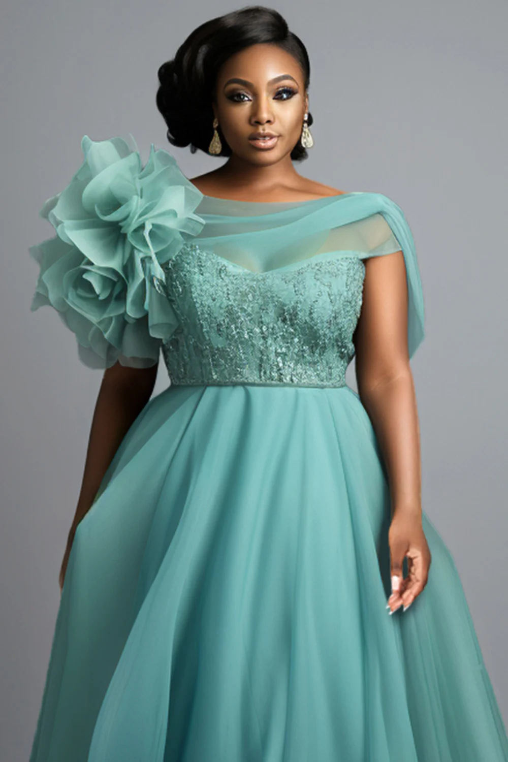 Плюс размер формальные шалфейно-зеленые - Фотография_2