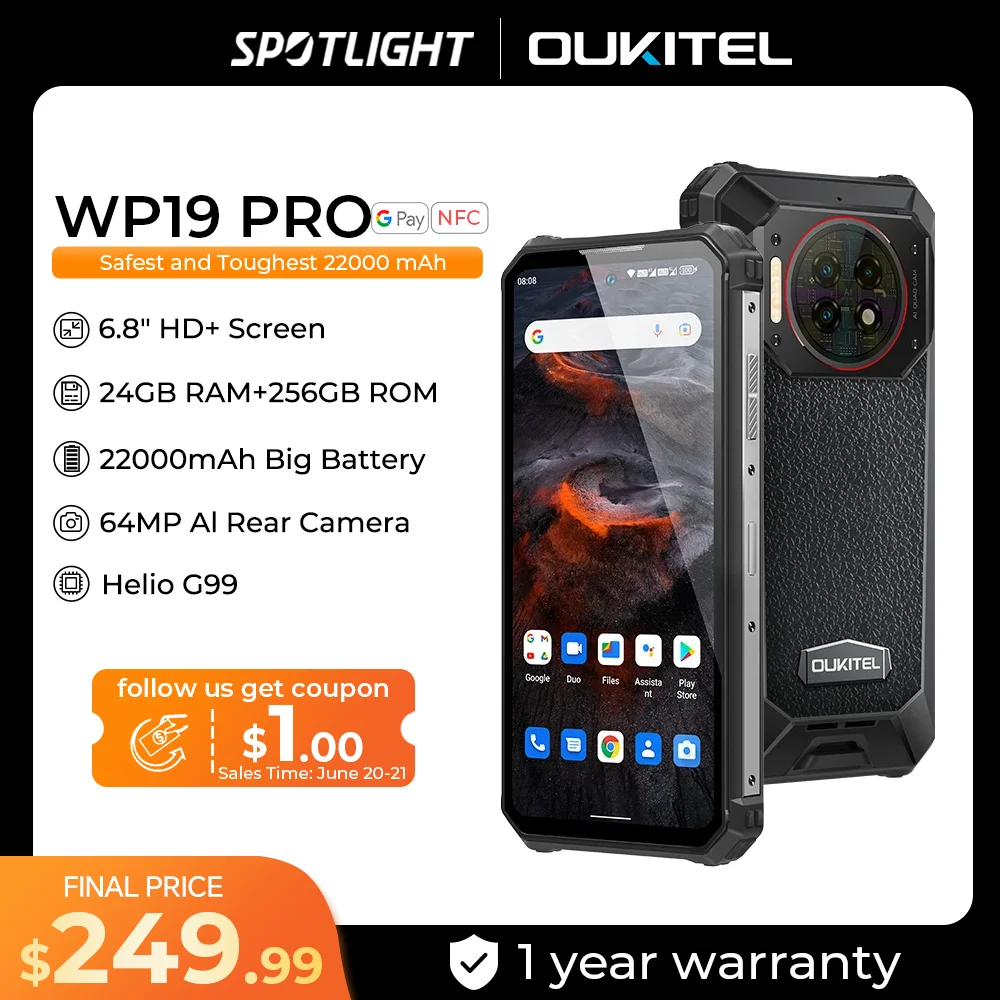 Смартфон oukitel wp19 pro защищенный