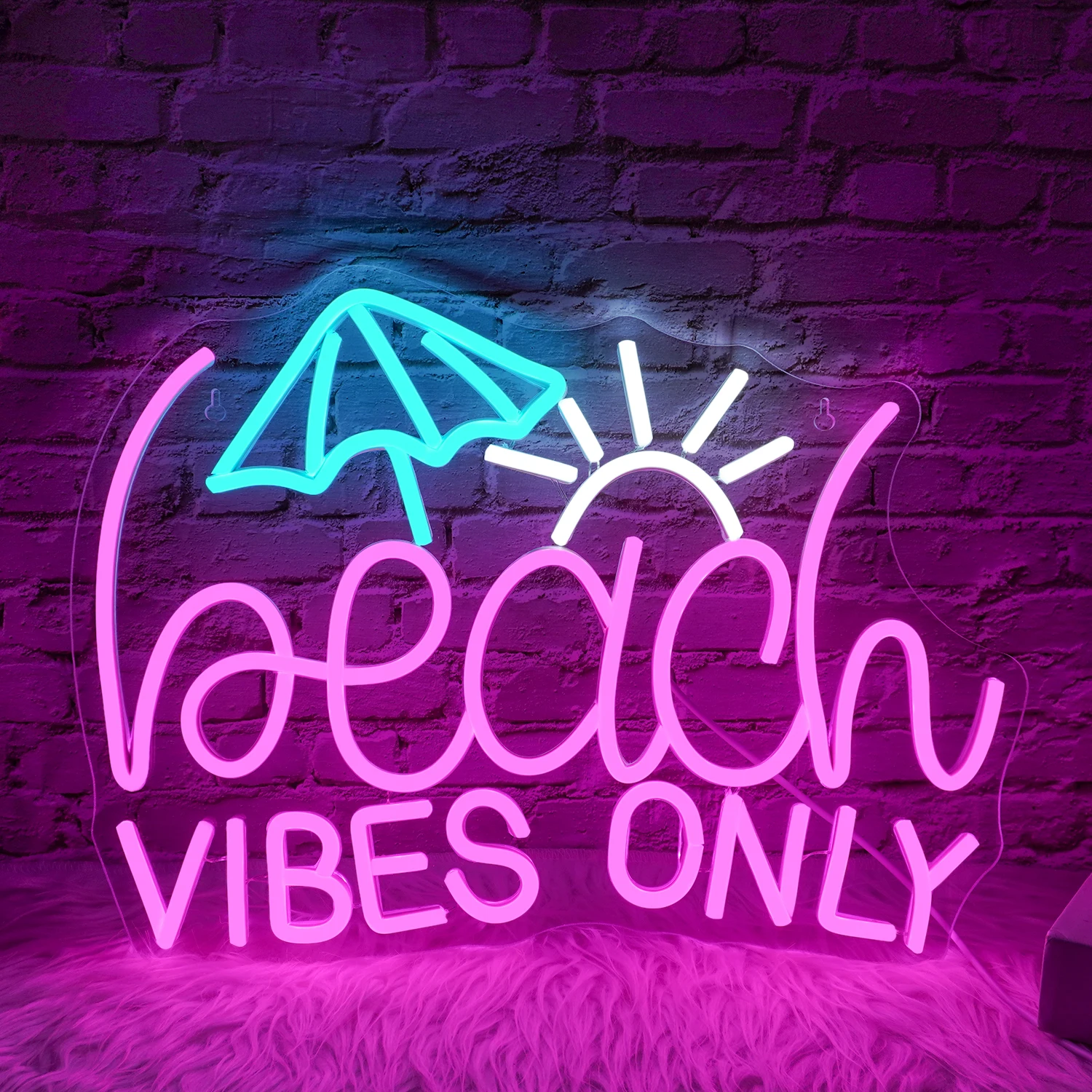 Пляжная неоновая вывеска vibes only для настенного декора