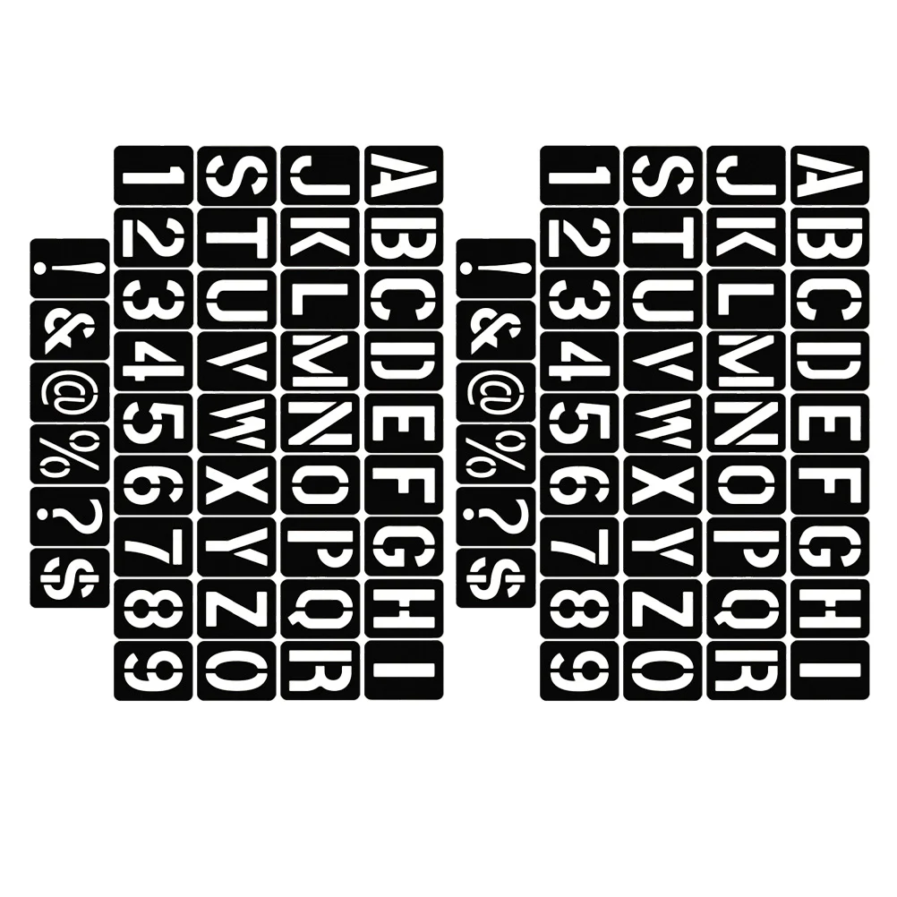 2 комплекта пластиковых многоразовых трафаретов с буквами и цифрами