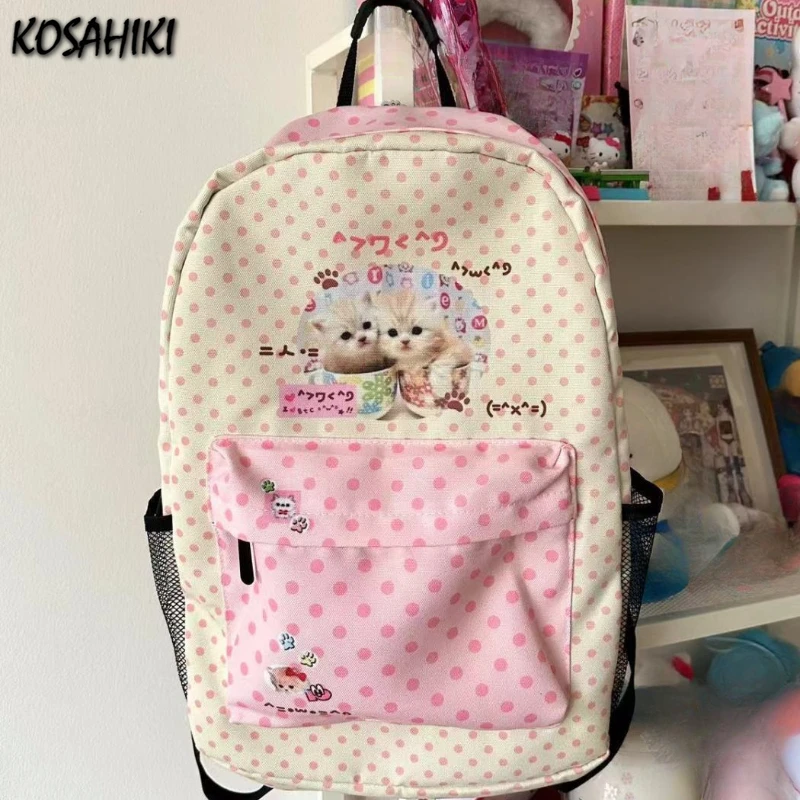 Рюкзаки kawaii sweet cat dot контрастного цвета y2k