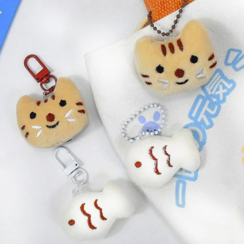 Брелок для ключей кошка рыба плюшевая