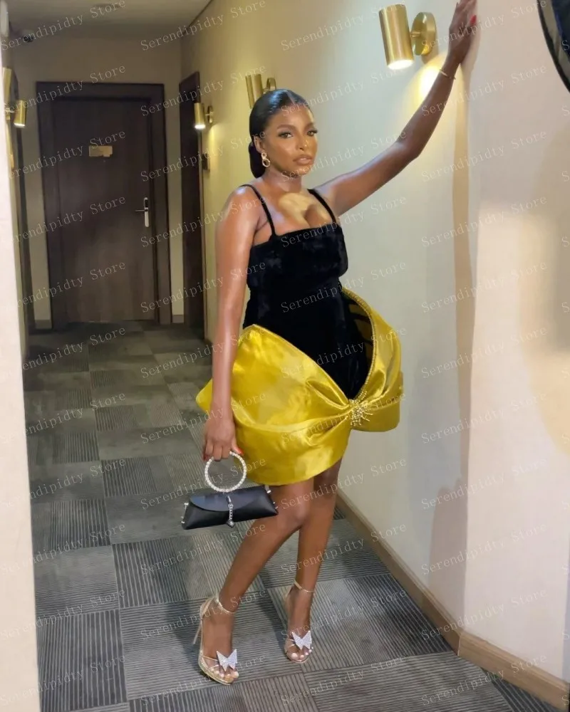 Serendipidty золотисто-черные бархатные вечерние платья с бисером - Фотография_5