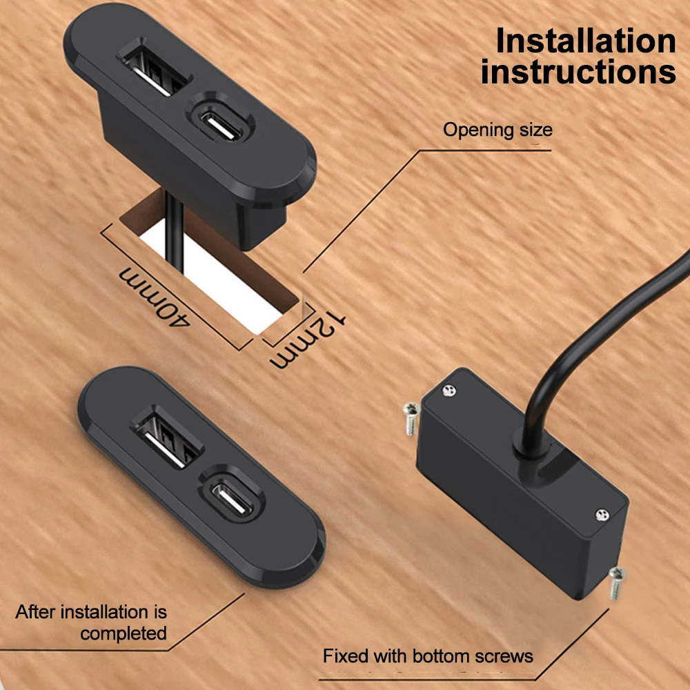 Настольные встраиваемые розетки 1 usb-a и 1 type-c - Фотография_4