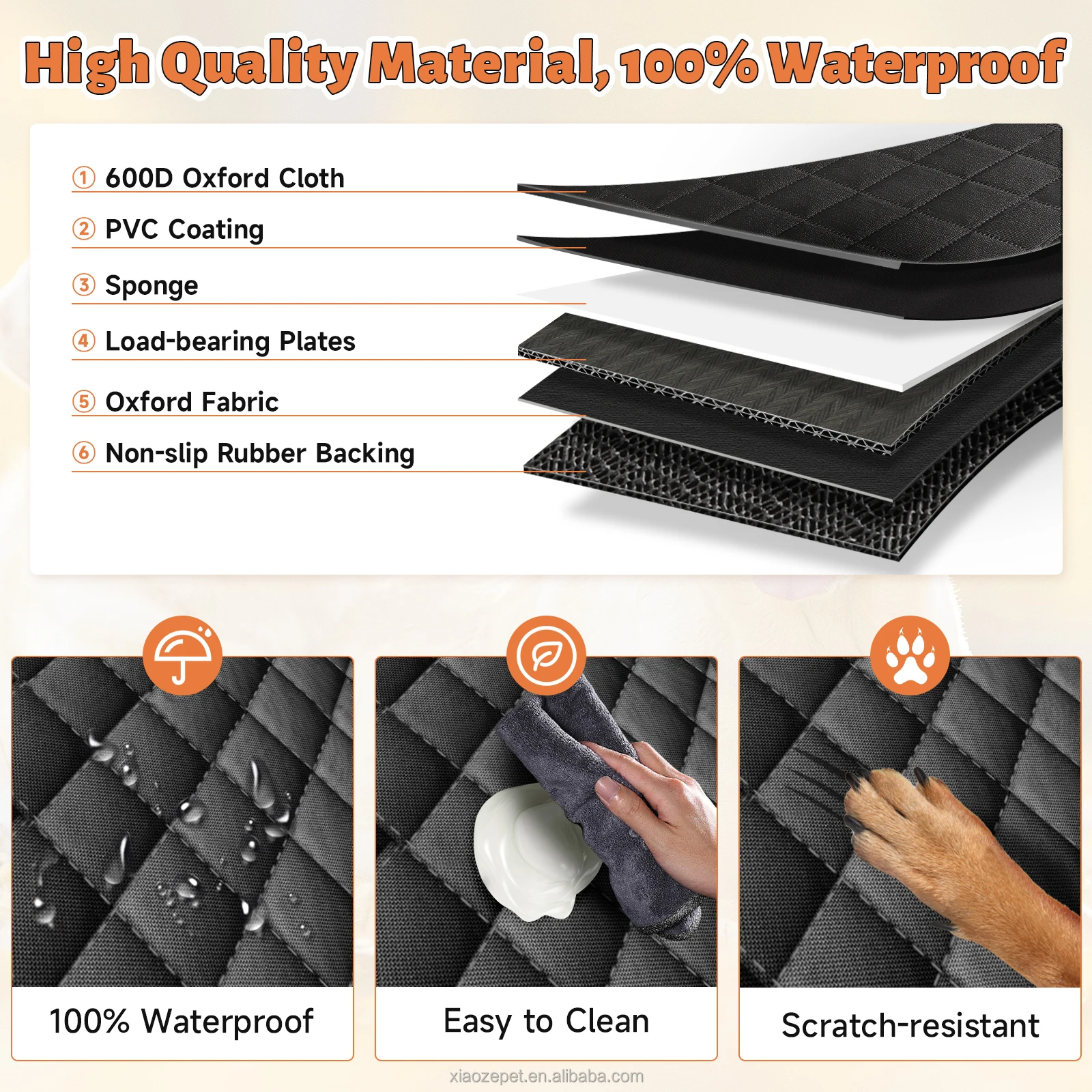 Oem водонепроницаемый черный чехол для автомобильного сиденья для собак - Фотография_6