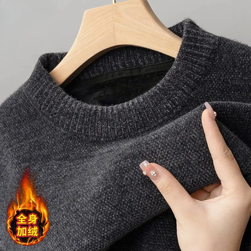 Мужской цельный свитер с бархатной - Фотография_3