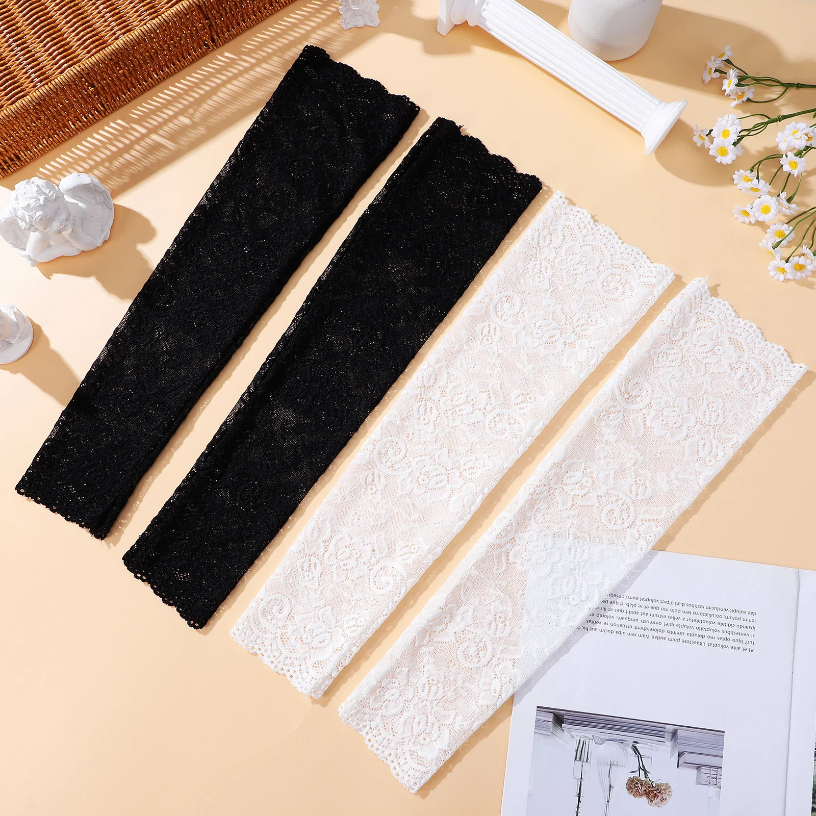 2 пары кружевных рукавов с цветочным дизайном