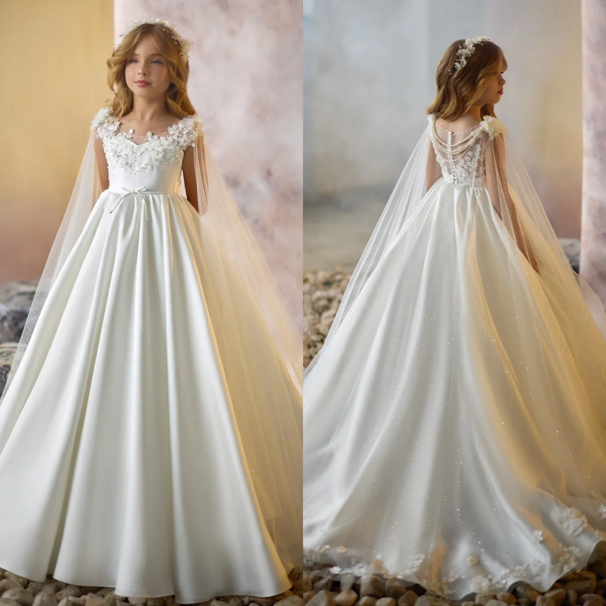 Elegant white flower girl dresses