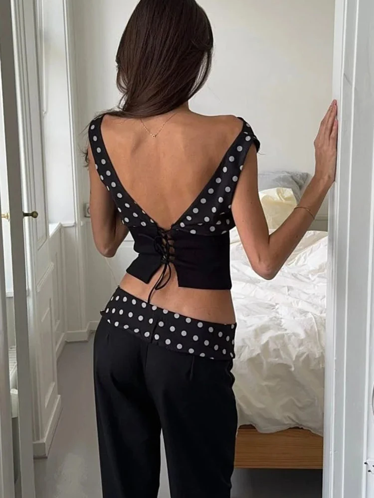 Julissa mo сексуальный женский топ с открытыми плечами и принтом в горошек - Фотография_2