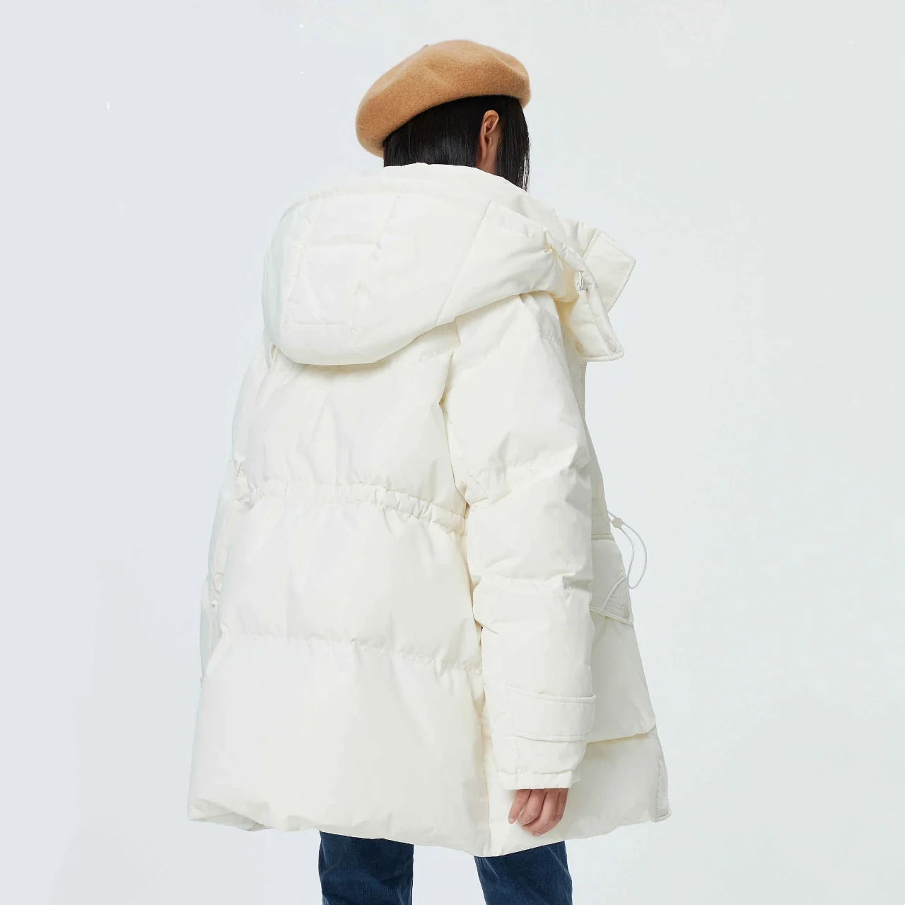 Metersbonwe женский длинный пуховик большого размера с капюшоном - Фотография_4