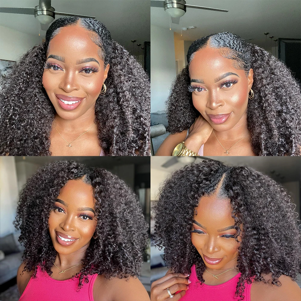 Kinky curly v part wig human hair - Фотография_2