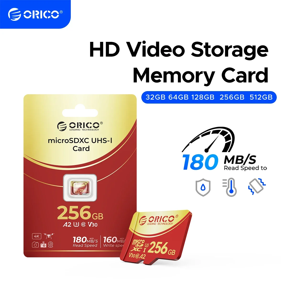 Orico 256 гб micro sd microsdxc r/w до 180 мб/с full hd и 4k uhd c10