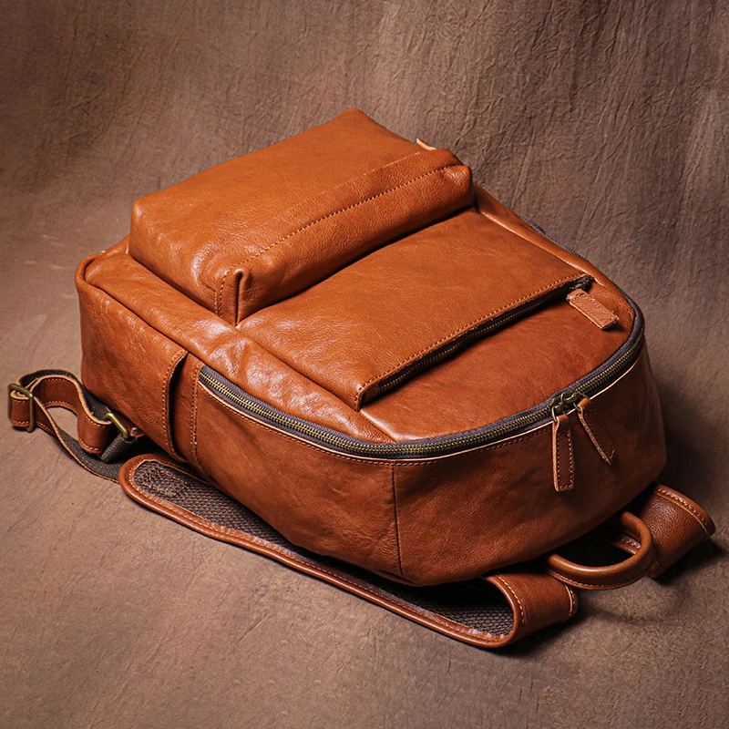 Luokir мужской винтажный дорожный рюкзак из натуральной кожи - Фотография_5