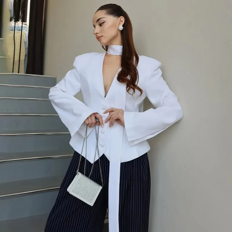 Ticketsx пиджак с v-образным вырезом и шарфом - Фотография_6