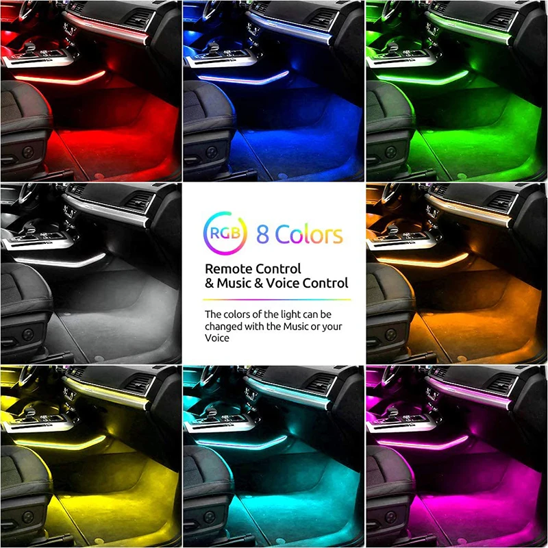 Светодиодный rgb автомобильный ножной окружающий свет с usb-сигаретой - Фотография_2