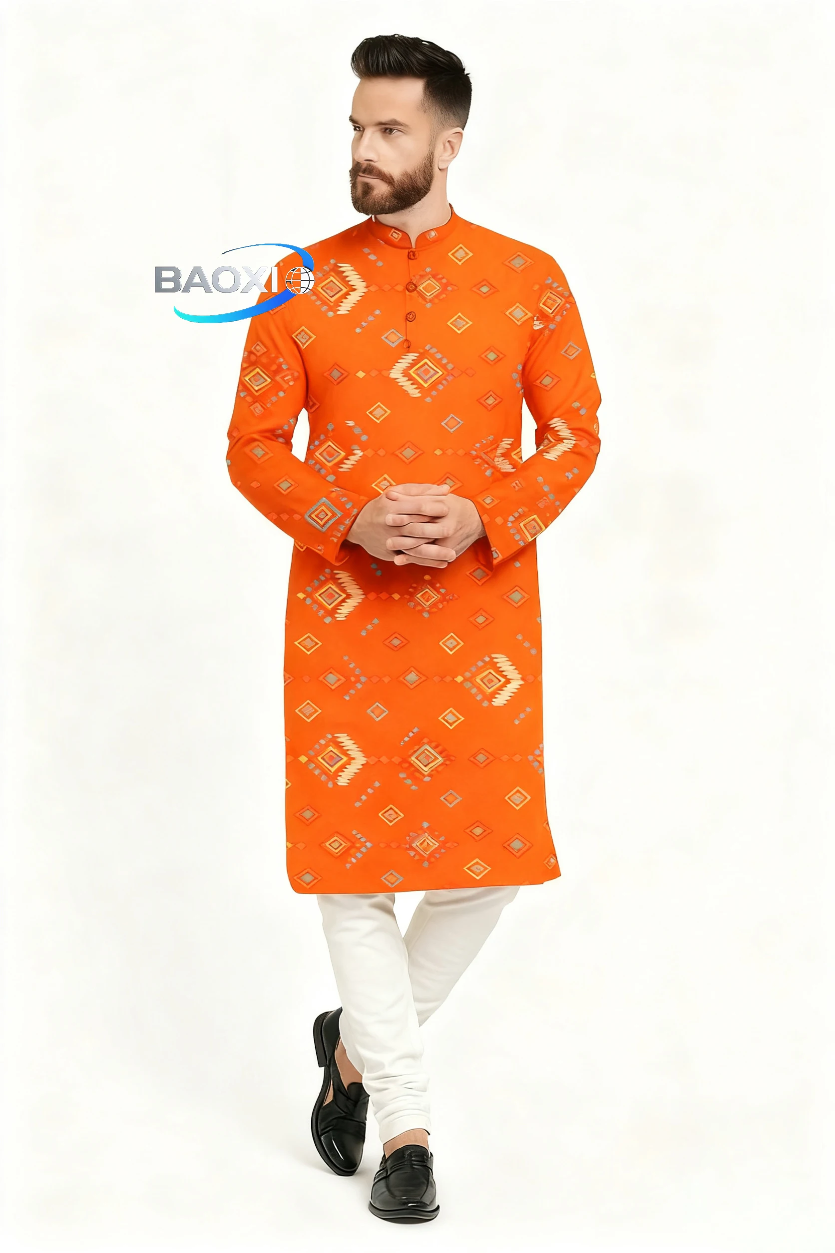 Мужская курта с цифровым принтом постоянного кроя - Фотография_5