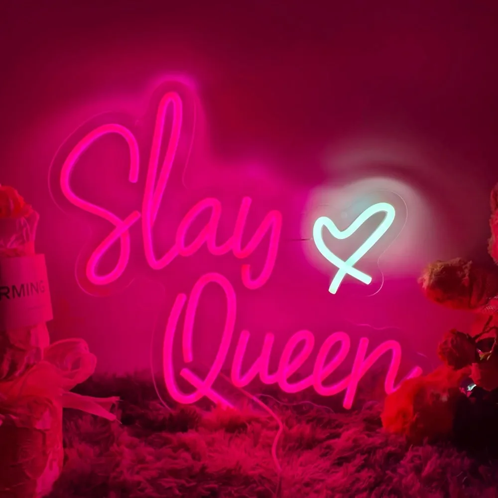 Slay queen неоновая вывеска розовые