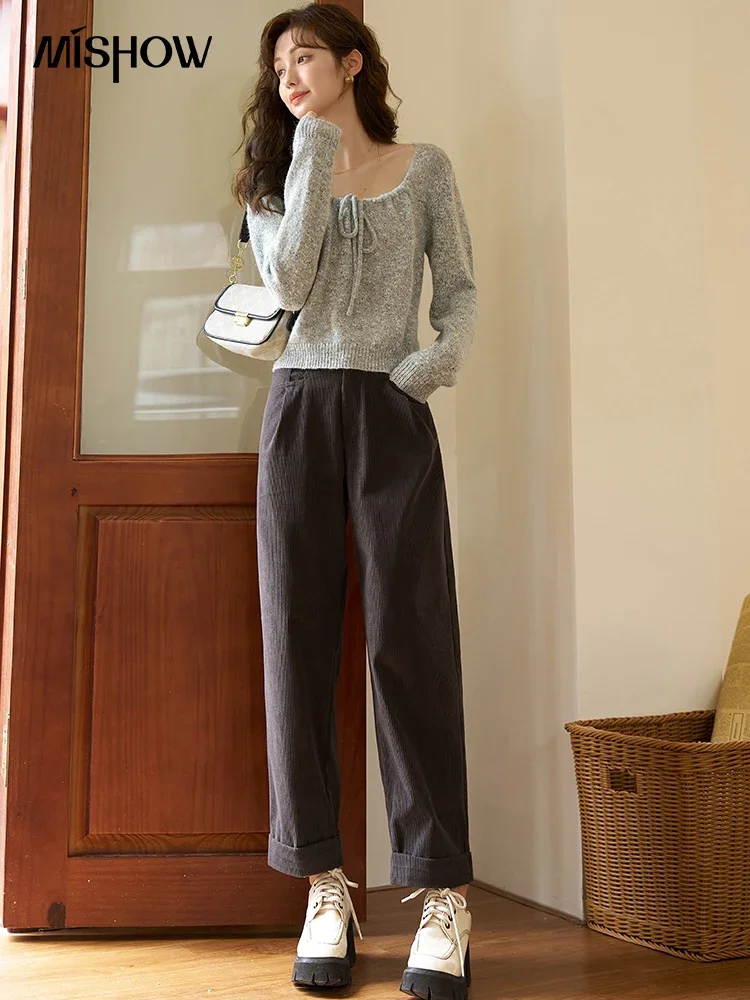 Mishow женские винтажные вельветовые брюки с высокой талией - Фотография_5