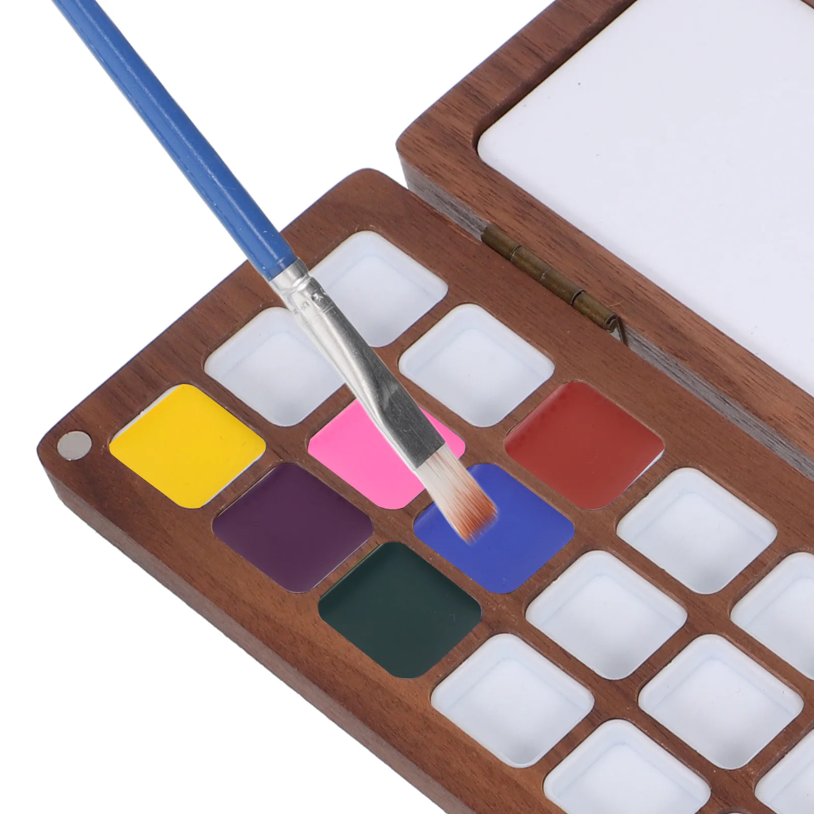 Портативная акварельная палитра из цельного дерева с 24 сетками - Фотография_5