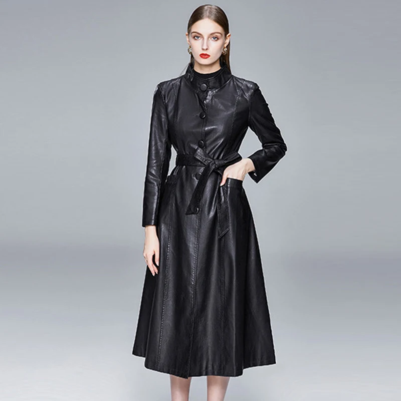 Zaroy женская кожаная длинная куртка - Фотография_5