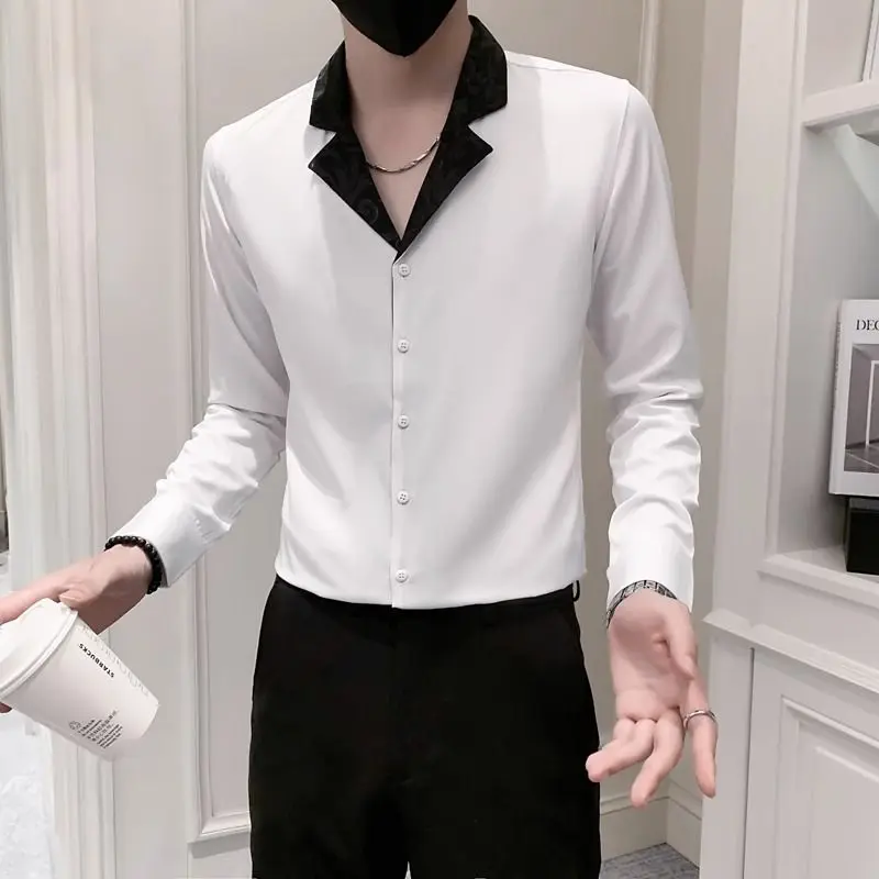 Повседневные тонкие рубашки контрастных цветов