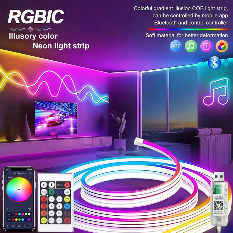 Светодиодная неоновая веревочная лента rgb