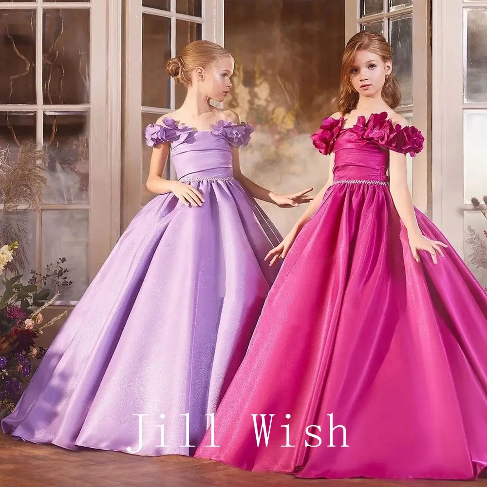 Элегантное платье цвета фуксии для девочек jill wish с аппликацией