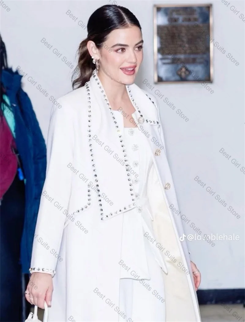 Белый шерстяной кашемировый женский костюм - Фотография_2