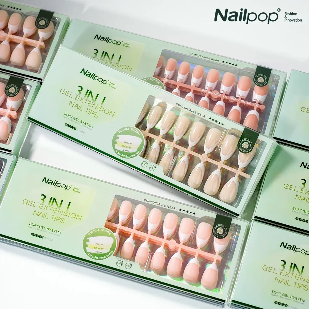 Nailpop 3 в 1 французские гелевые кончики для ногтей 150 шт