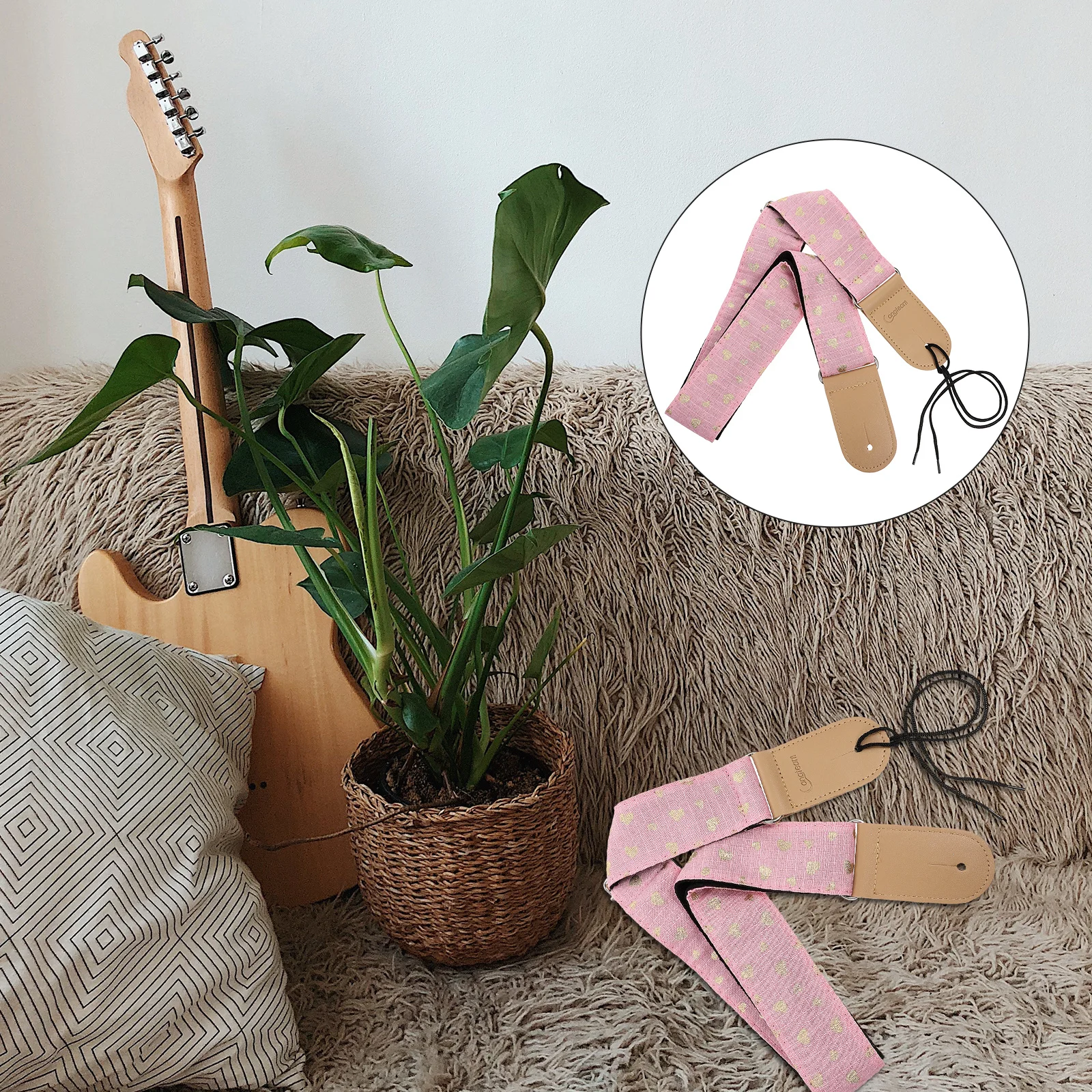 Гитарный ремень розовый легкий - Фотография_6