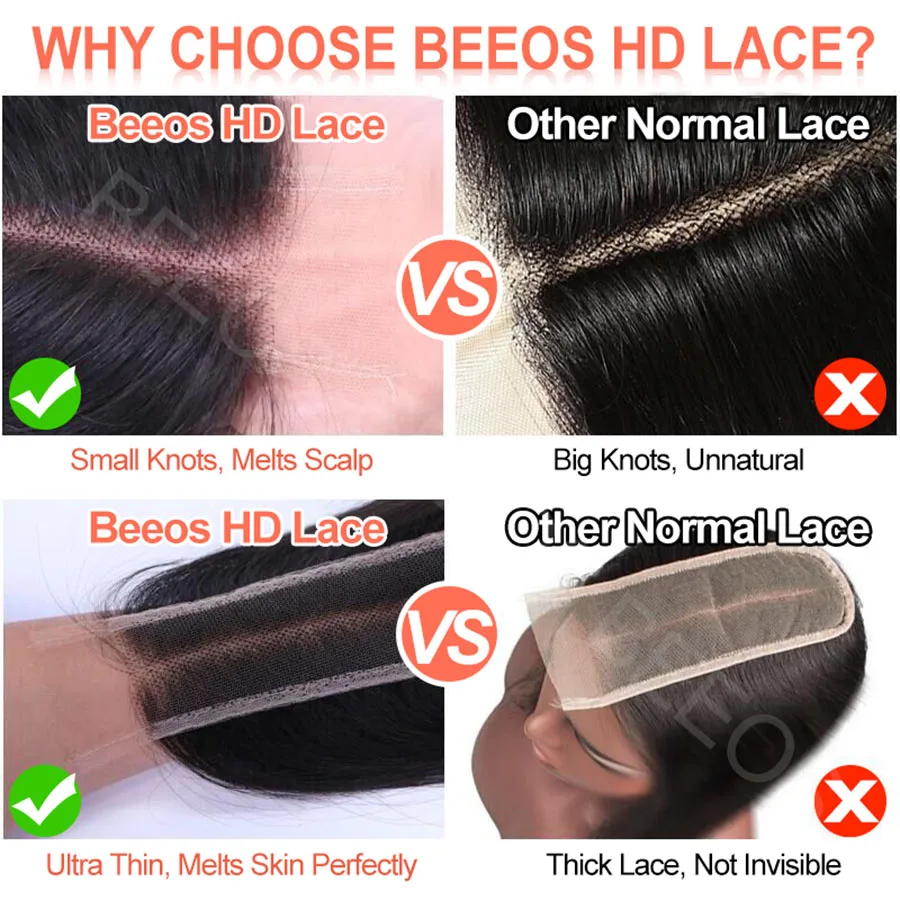 Beeos 250% безклеевые искусственные парики 2x6 hd на сетке - Фотография_3