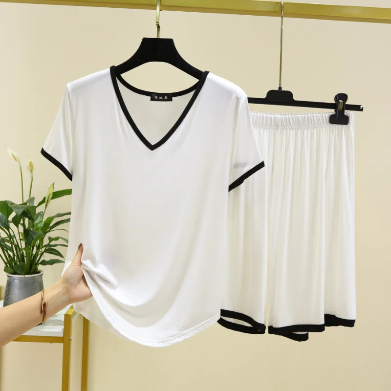 Летний новый женский пижамный костюм из модала - Фотография_3