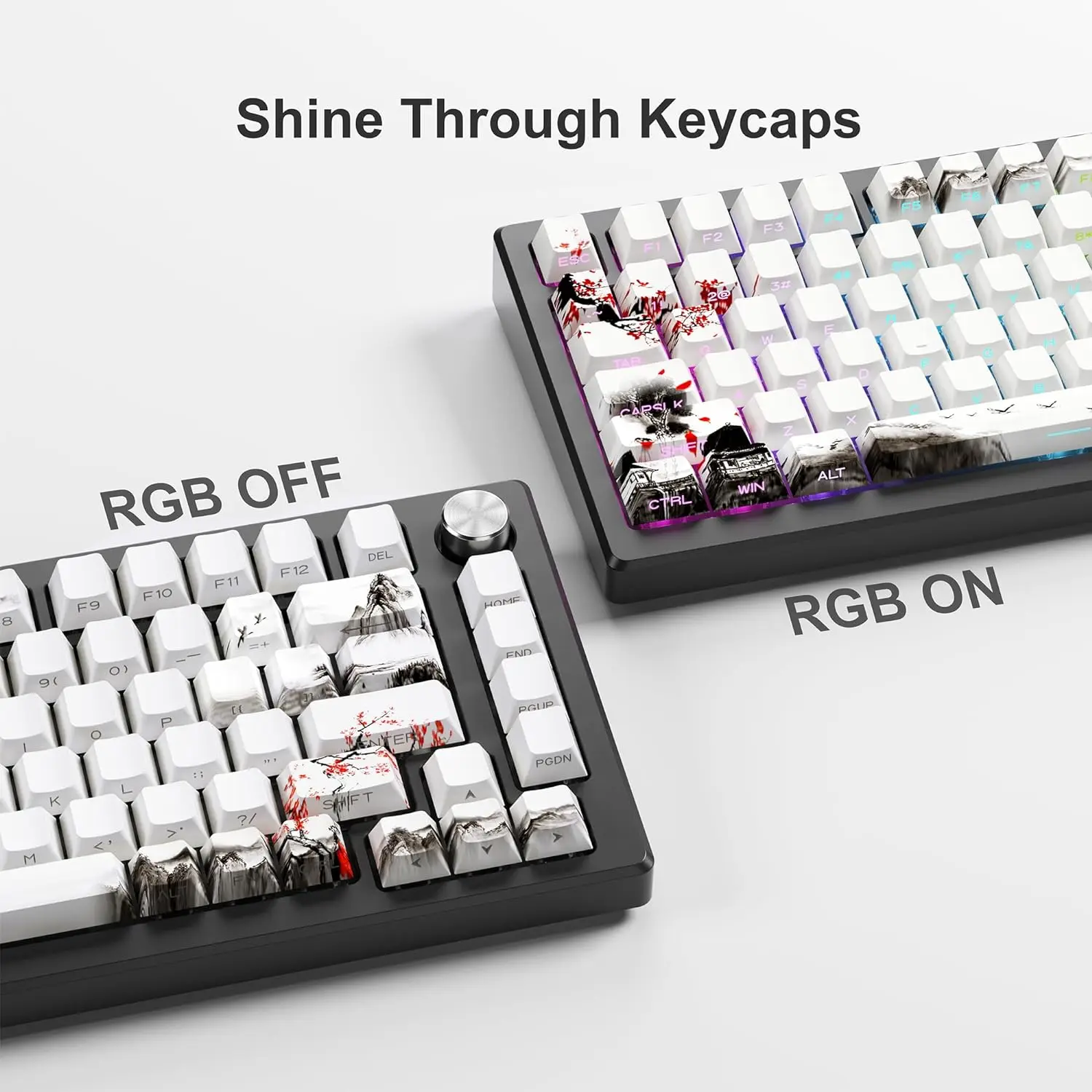 Колпачки для клавиш xvx plum blossom pbt с боковым принтом - Фотография_2