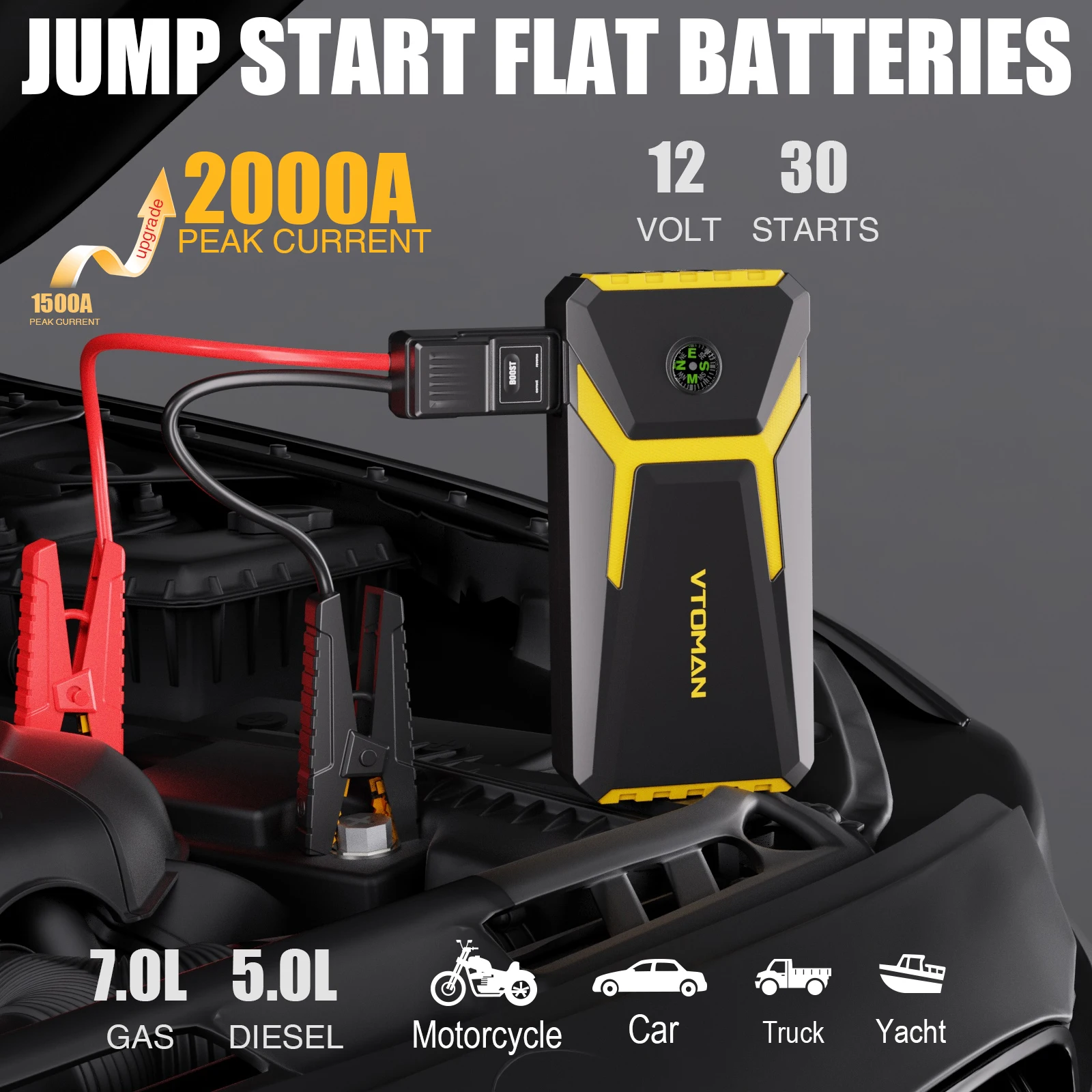 Автомобильный стартер vtoman v6 pro power bank 2000a - Фотография_2