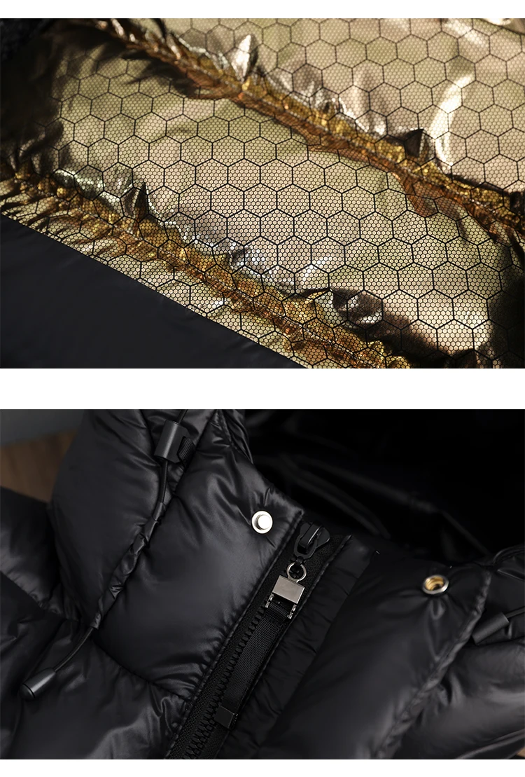 Зимний черный, золотой пуховик - Фотография_5