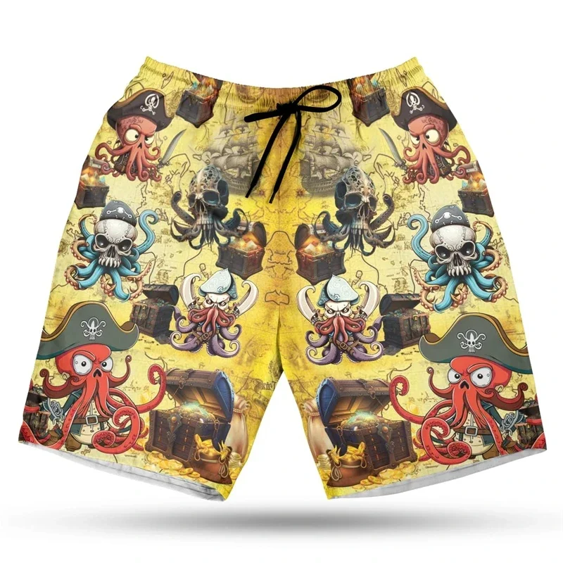 Забавные пляжные шорты с рисунком пиратского животного и черепа - Фотография_2