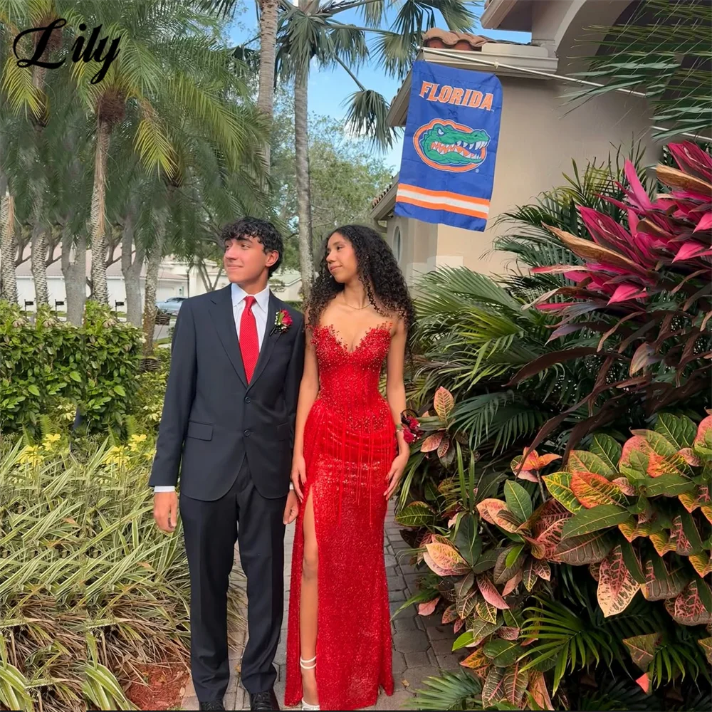 Вечернее платье красного цвета лилии - Фотография_5