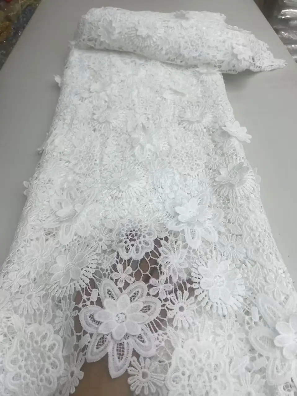 Фабричные предложения новейшая белая 3d аппликация из гипюрового кружева - Фотография_6