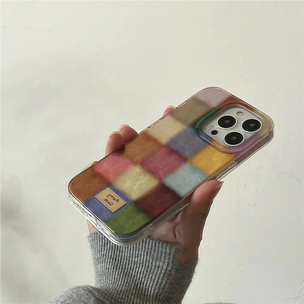 Симпатичный клетчатый прозрачный чехол dopamine color block для iphone 17 - Фотография_5