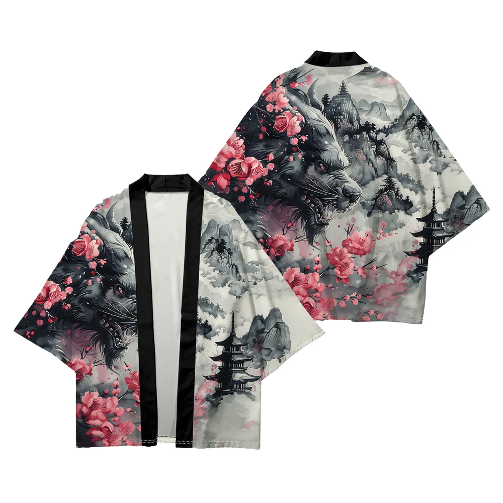 Nine tailed fox demon printed kimono - Фотография_5