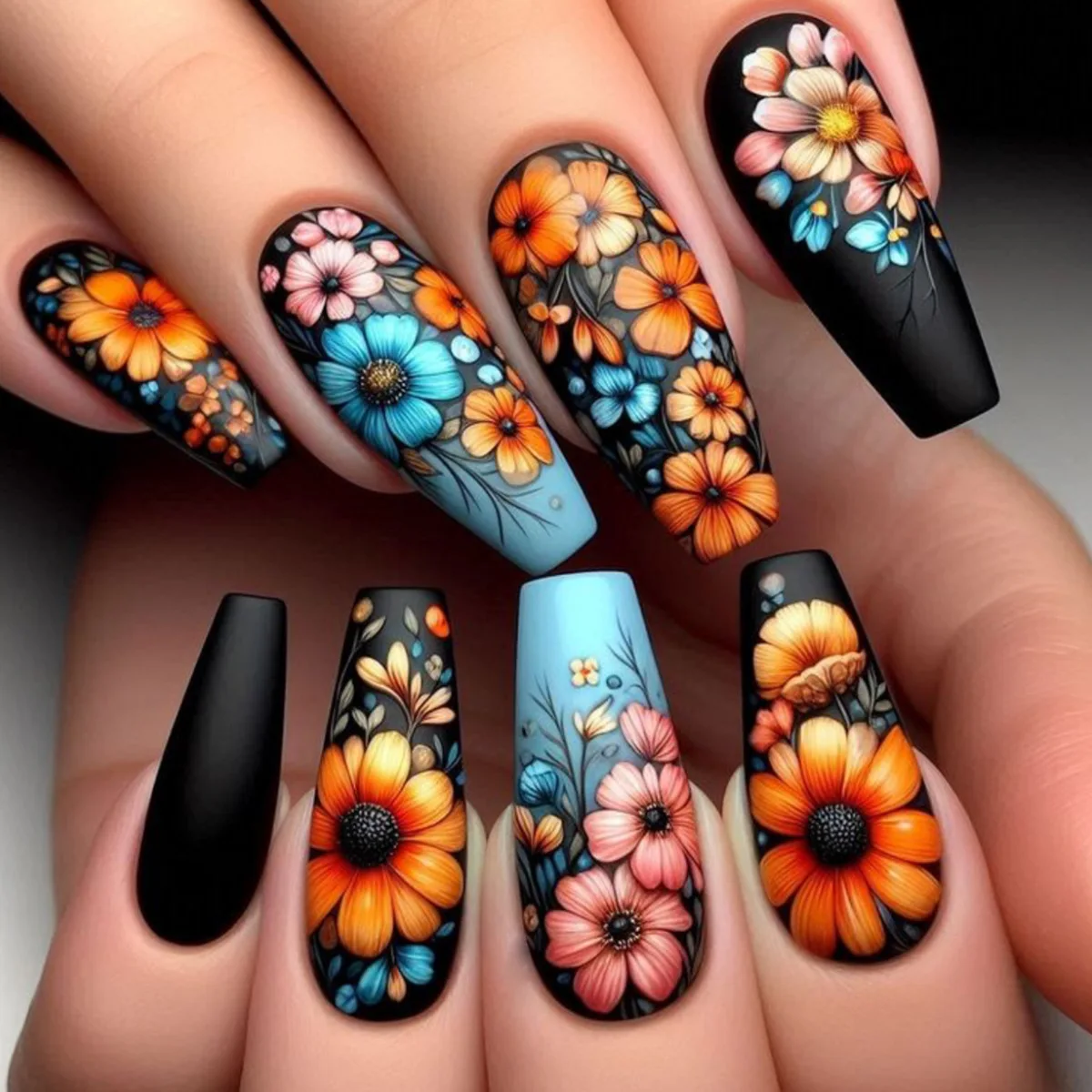 24pcs фиолетовые ногти цветочные - Фотография_5