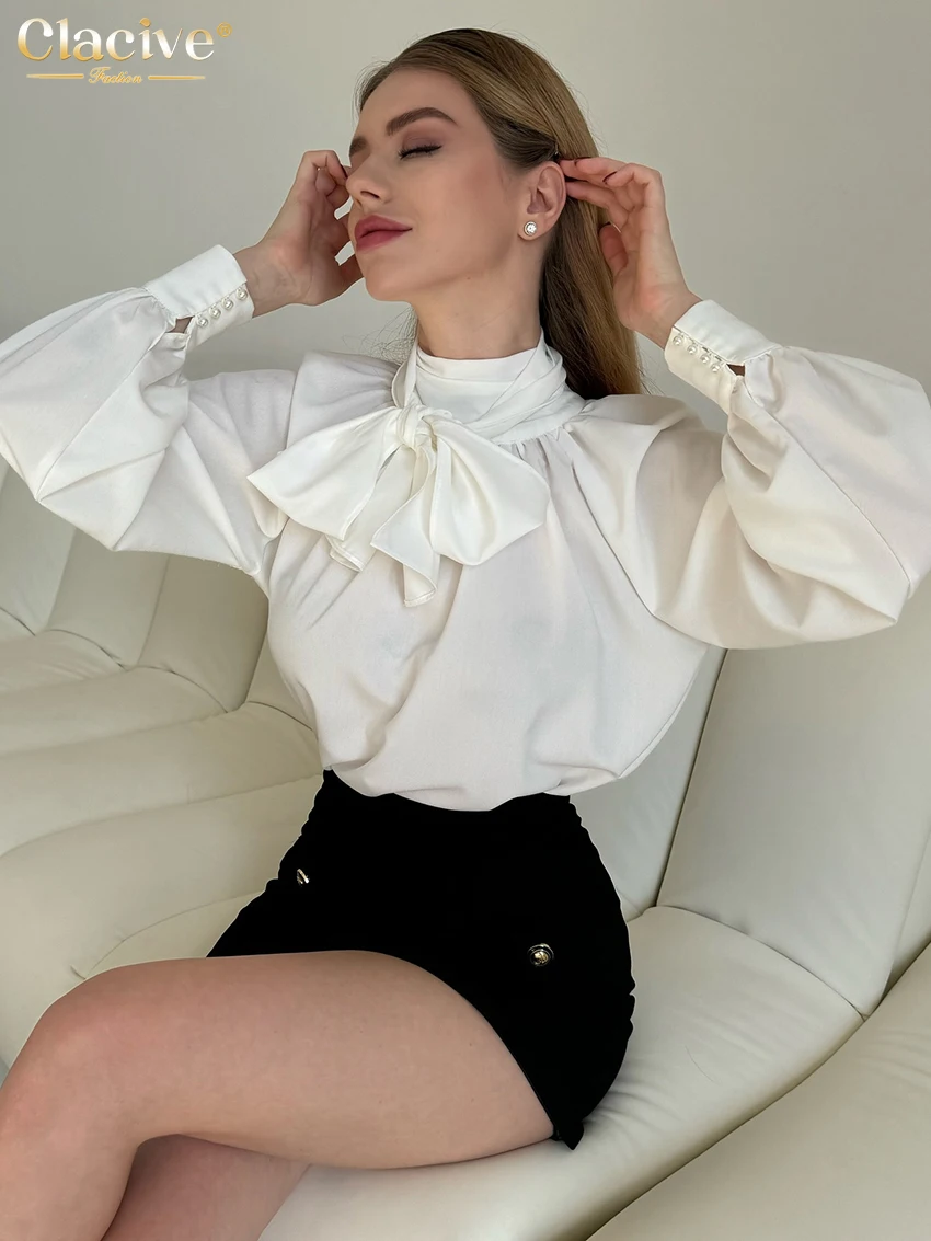 Clacive, весенняя свободная белая женская рубашка 2026 - Фотография_4