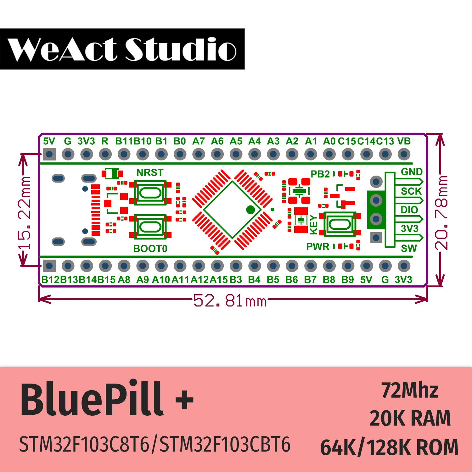 Weact stm32f103c8t6 stm32f103cbt6 - Фотография_6