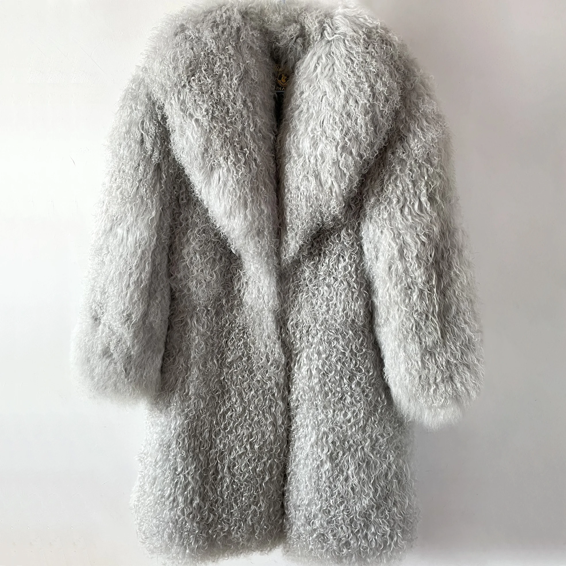 Длинная шуба из монгольского овечьего меха 100 см - Фотография_3