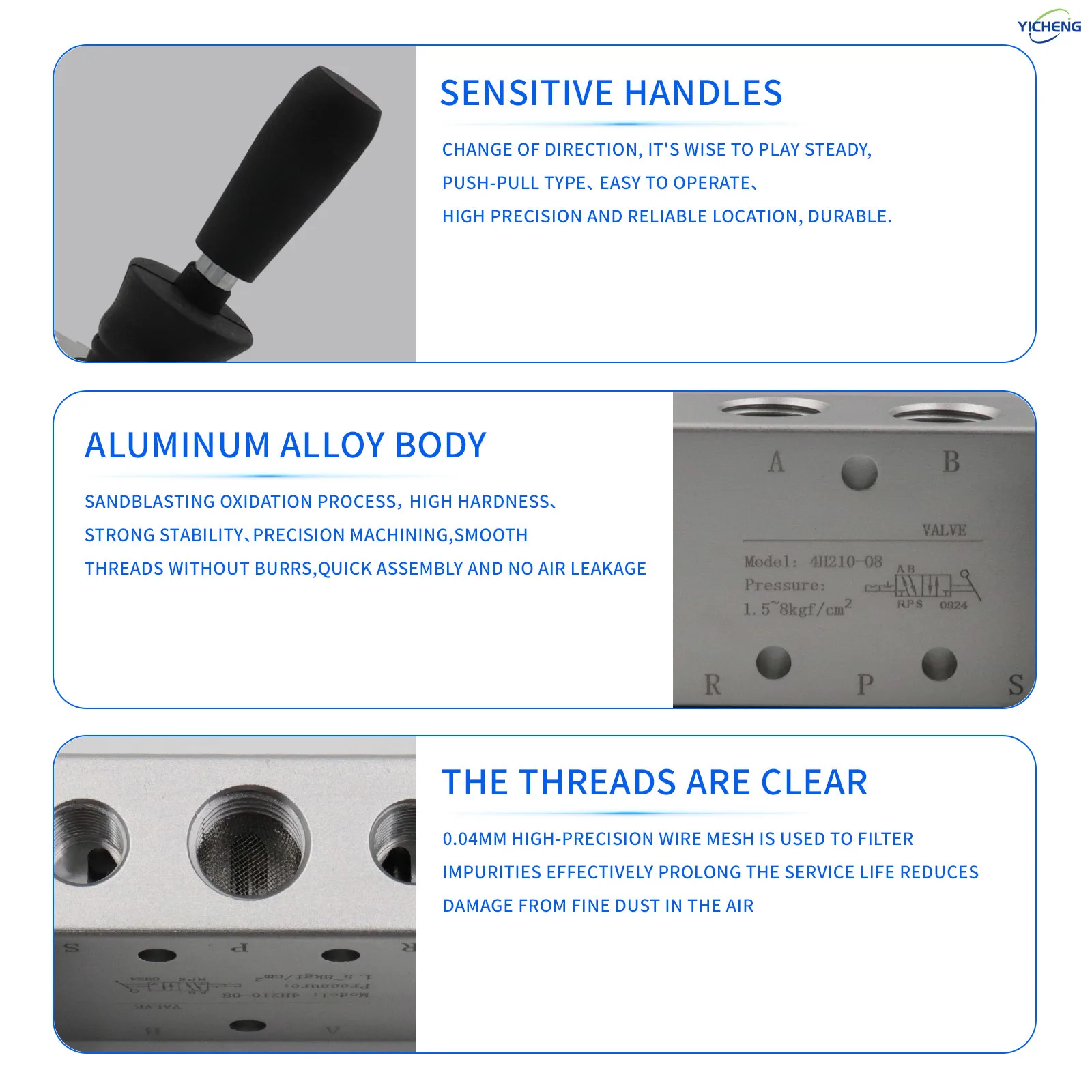 "5-ходовой 2-позиционный воздушный ручной рычажный клапан - Фотография_5