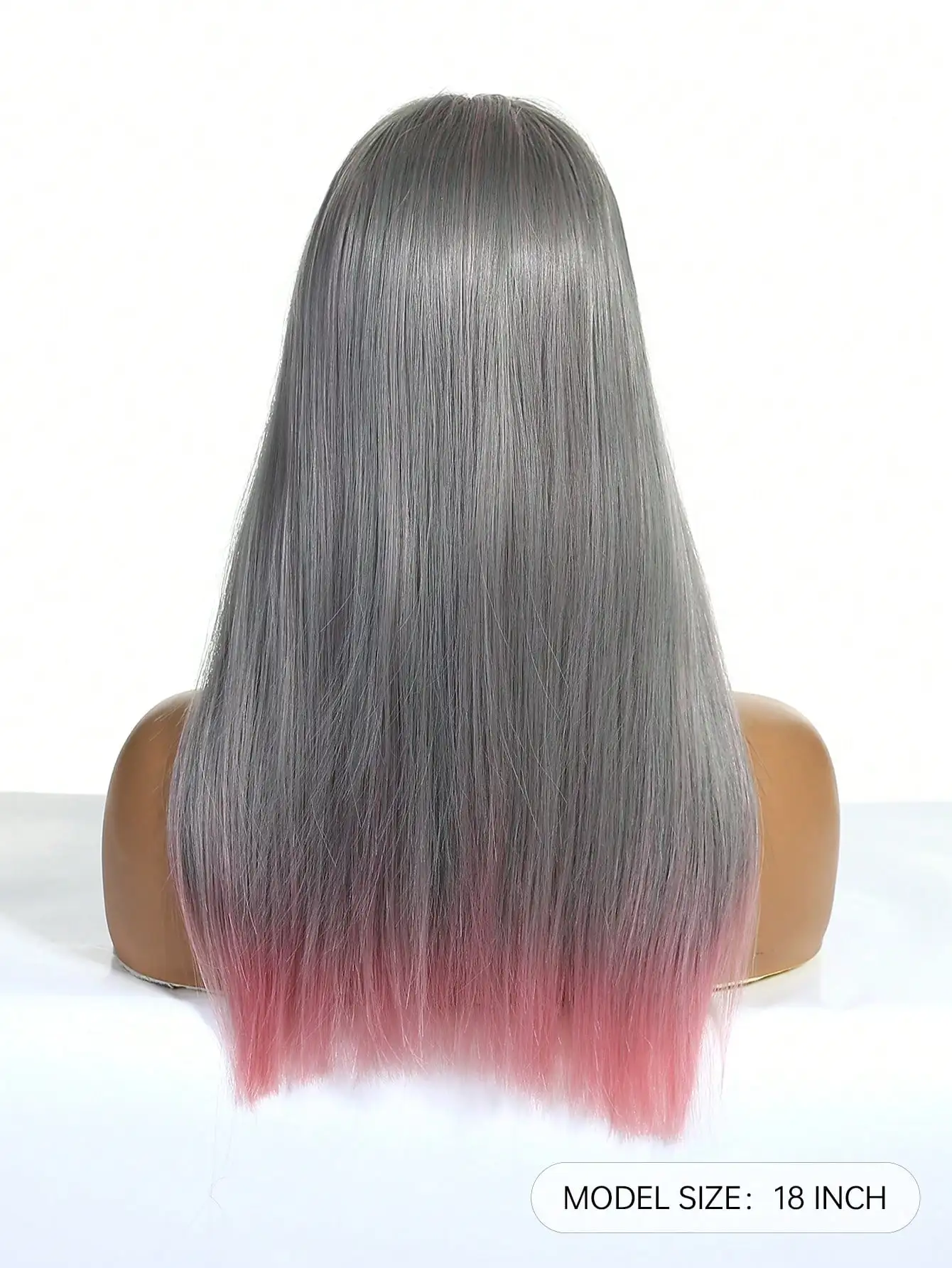 Ashely 18-дюймовый парик ombre от серого до розового цвета для женщин - Фотография_2