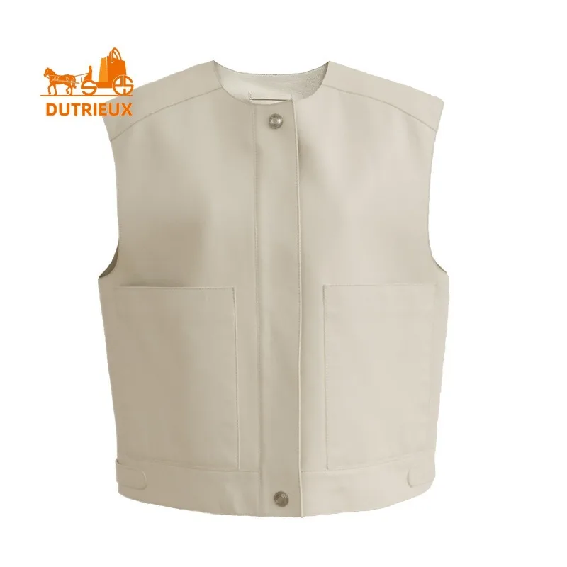 Высококачественный белый жилет из шкуры ягненка - Фотография_6