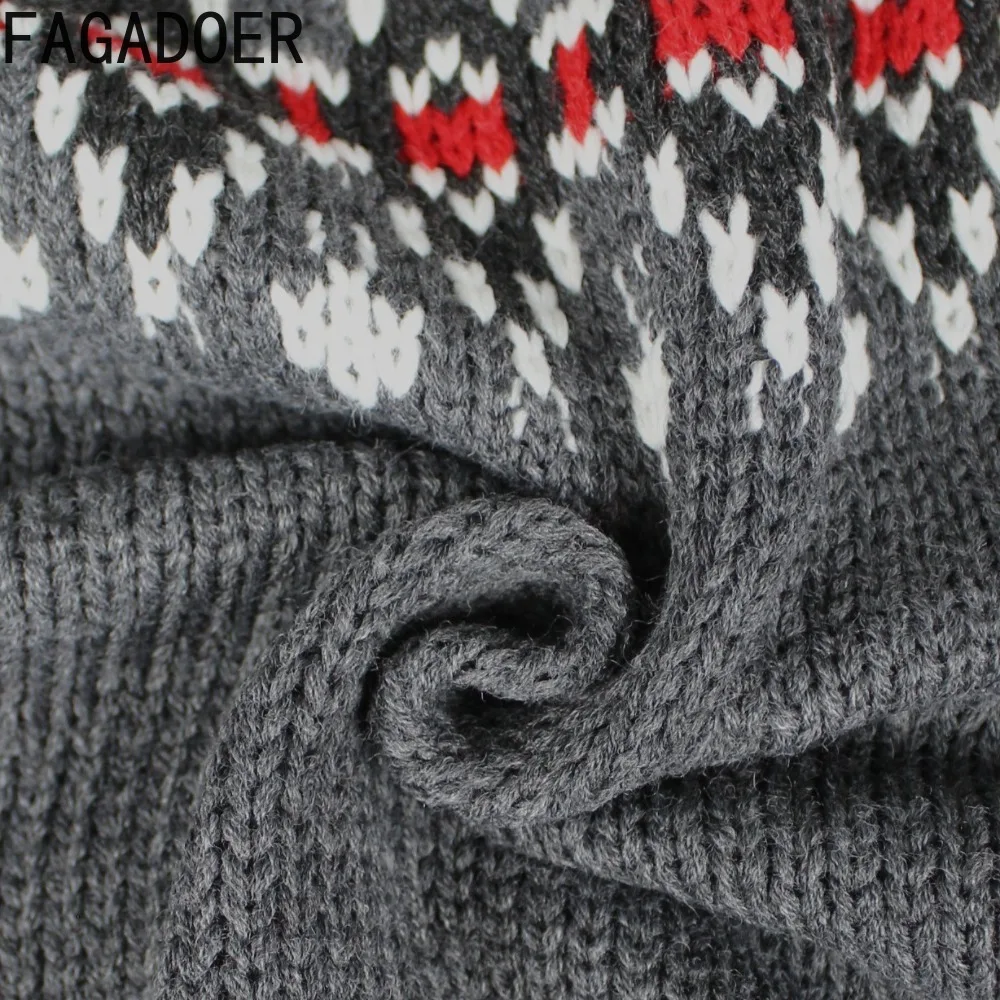 Fagadoer, новый зимний модный вязаный пуловер с принтом для женщин - Фотография_6