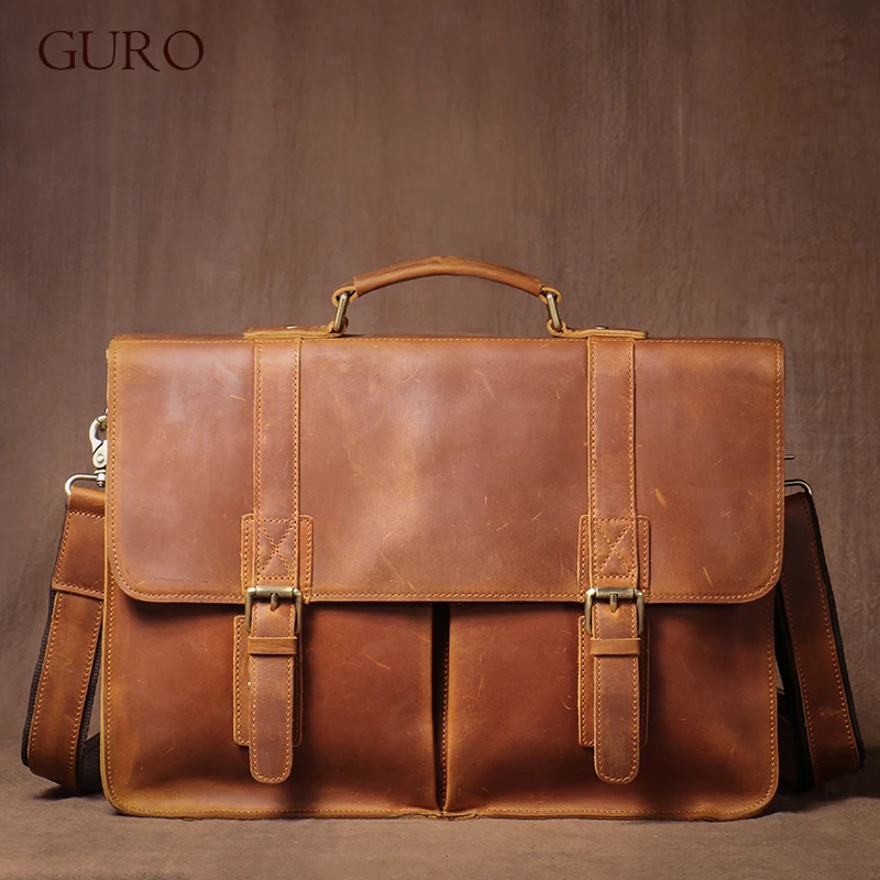 Оригинальный мужской портфель guro из натуральной воловьей кожи